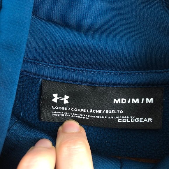 Under Armour Men's Size Medium Blue ColdGear Loose Fit Fleece Lined Hoodie - Picture 9 of 10